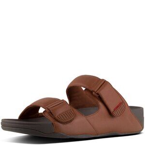 FitFlop Men's Gogh Moc Slide Leather, Dark Tan, 11